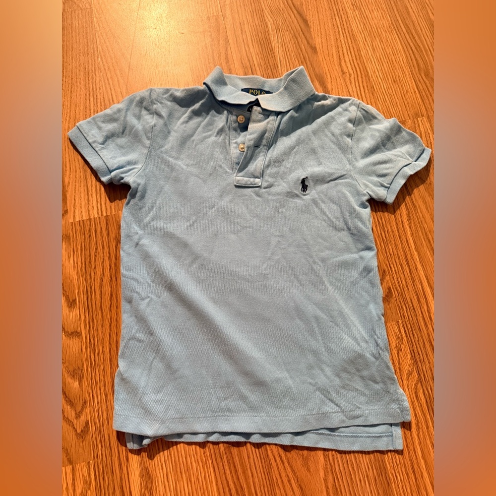 Ralph Lauren Blue Custom Fit Polo Shirt with Embroidered Pony 100% cotton